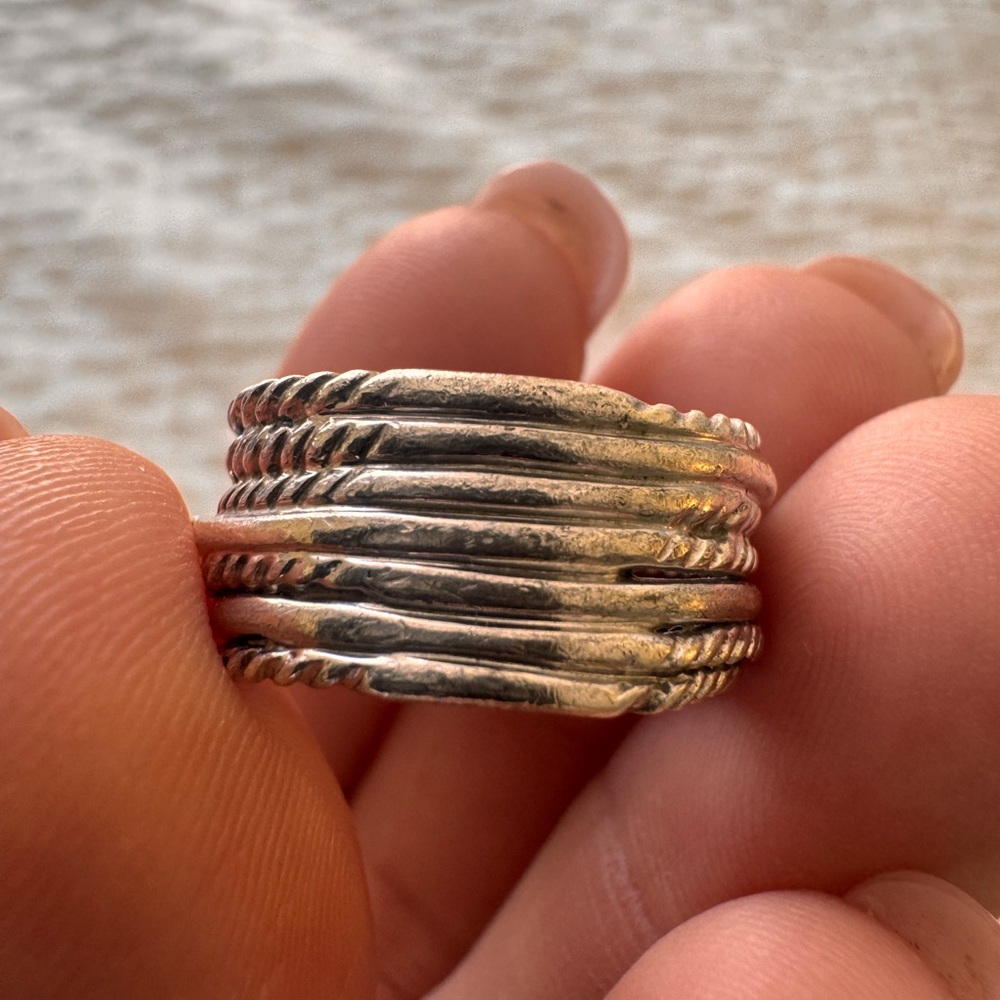David Yurman Silver Twisted Rope Ring - Picture 4 of 8